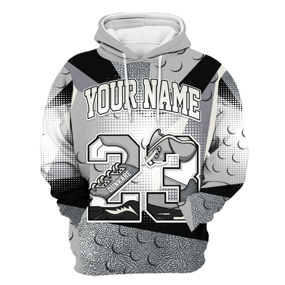 Hoodie To Match Cement Grey Silver 3s - Custom Name 23 5s All Over Print