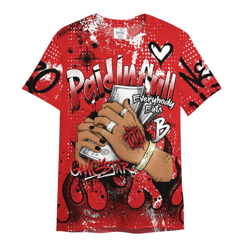Shirt To Match Low Bred 11s - Lucky Money Paid In Full Graffiti All Over Print