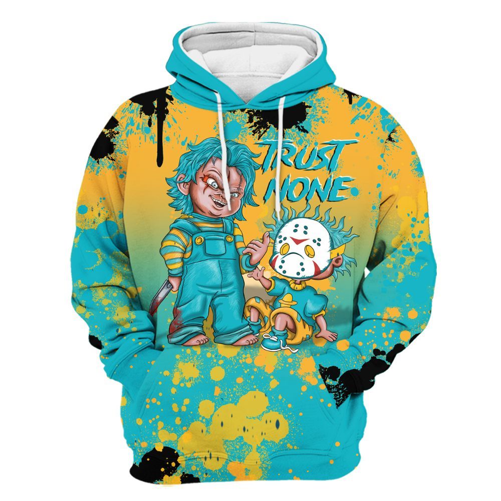 Hoodie To Match Retro Aqua 5s - Trust No One Scary All Over Print