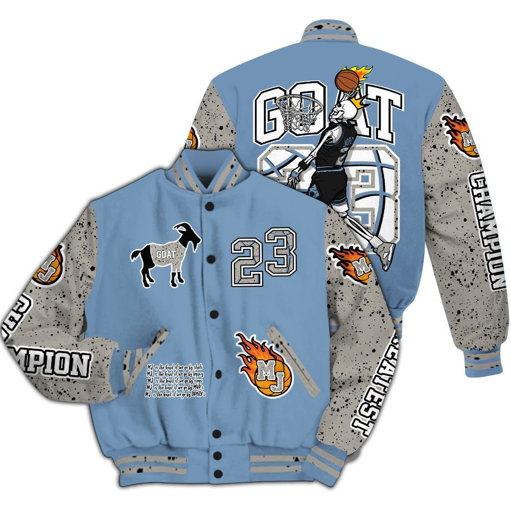 Varsity Jacket To Match University Blue 4s - 23 G.0.A.T Jump Up Basketball All Over Print