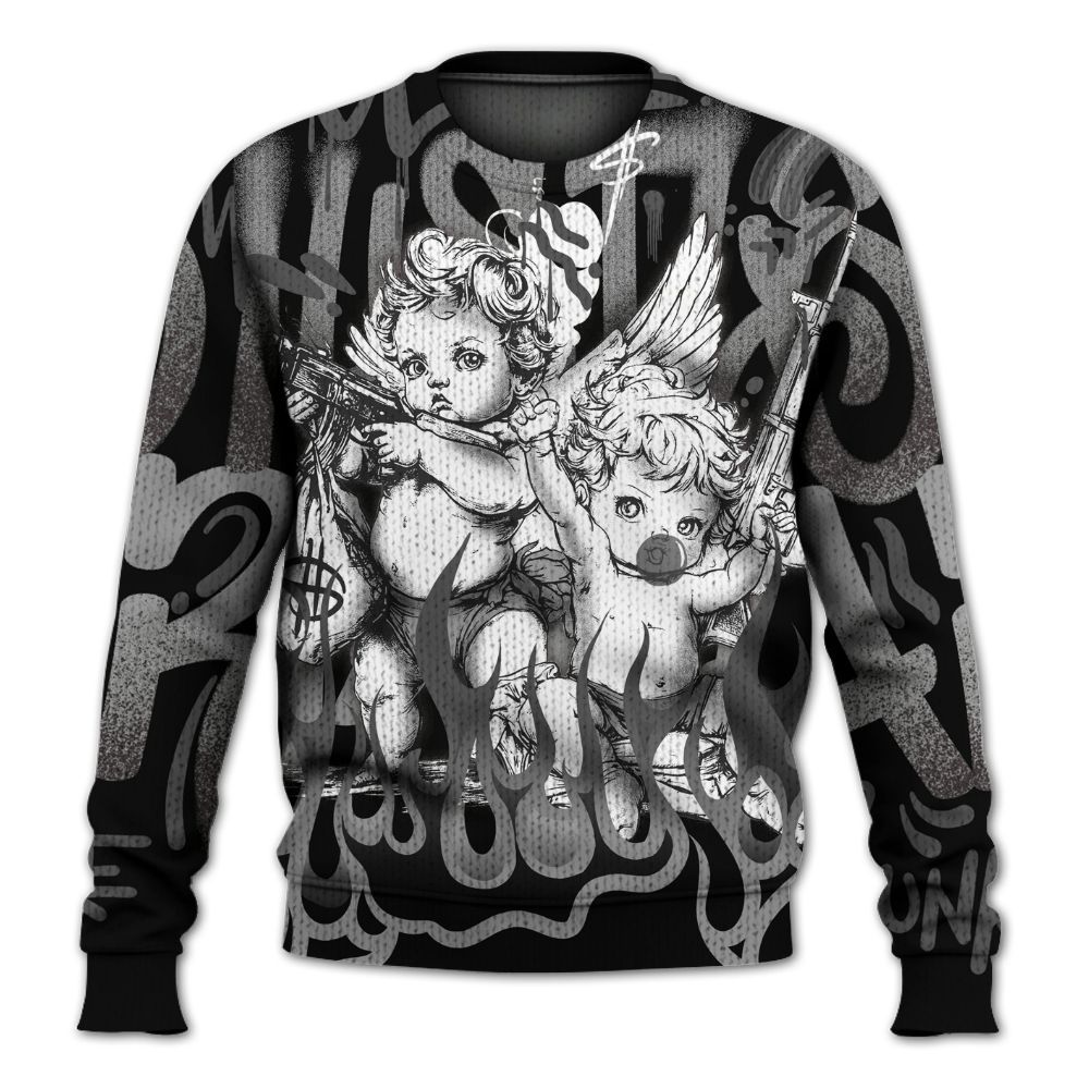 Knitted Sweater To Match Black Wolf Grey 12s - Angel Hustle Hard