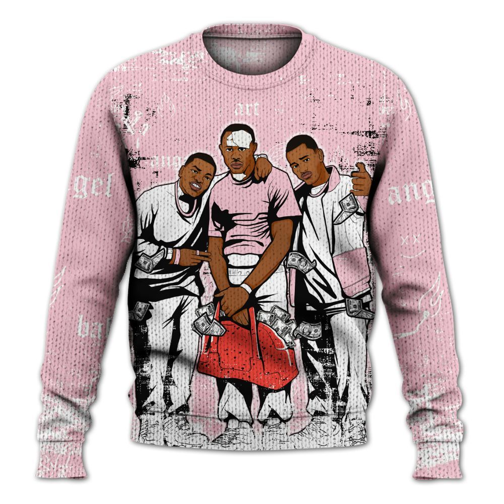 Sweater To Match Retro Awake Arctic Pink - Paid In Full Money Graphic