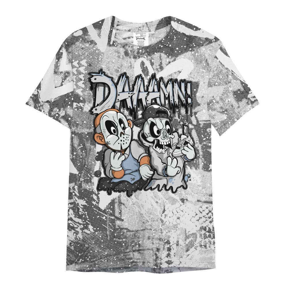 Shirt To Match Reverse Black White 6s - Damn Shoe Graphic Heart Grunge All Over Print