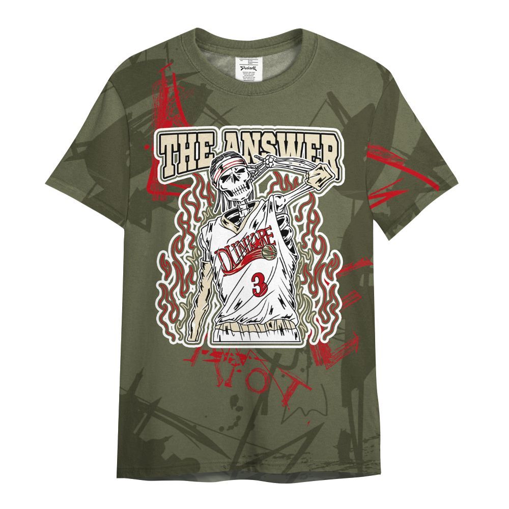 Shirt To Match Travis Scott Low OG Medium Olive 1s - Allen Answer Skeleton Messyz All Over Print