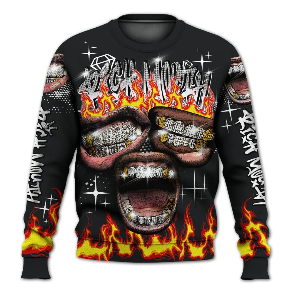 Sweatshirt To Match Low 85 Metallic Black 1s - Rich Mouth Fire Rap Retro 90s All Over Print