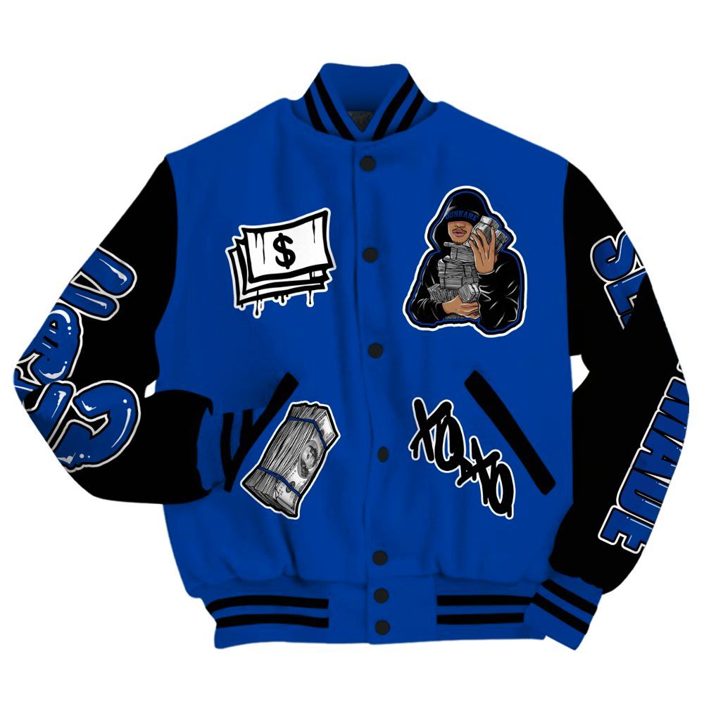 Varsity Jacket To Match Hyper Royal 12s - Selfmade Unique All Over Print