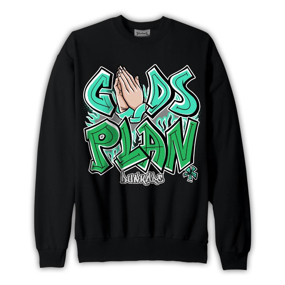 Sweatshirt To match Black Green Glow 3s Sweatshirt - Gods Plan Graffiti Graphic