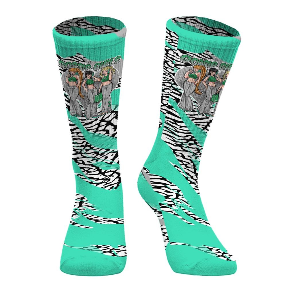 Sock To Match Black Green Glow 3s - Gossip'Girls Colored