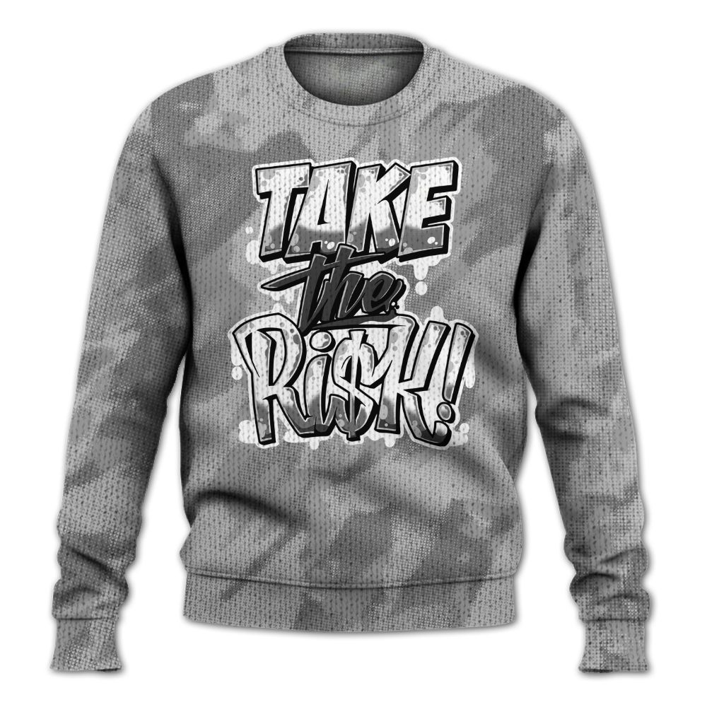 Knitted Sweater To Match Black Wolf Grey 12s - Take Risks Abstract