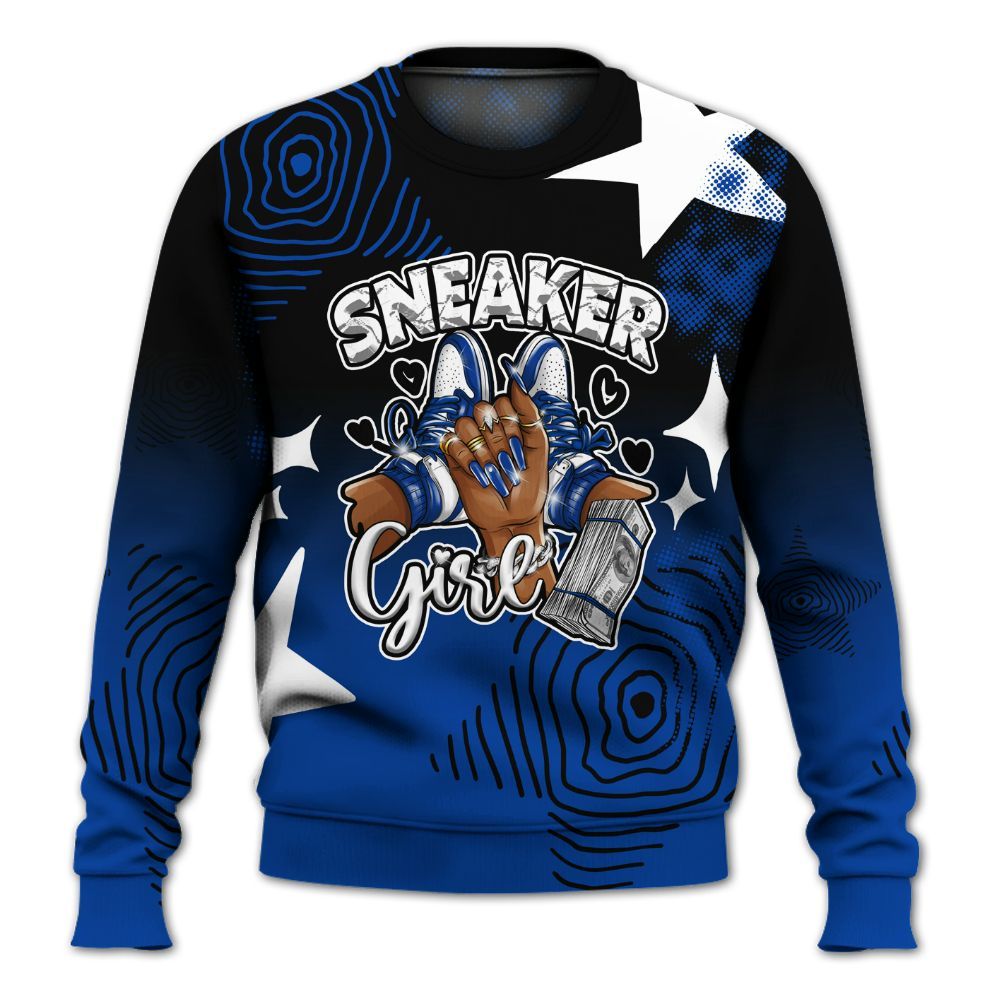 Sweatshirt To Match Hyper Royal 12s - Sneakerz Girlz Unique Starz All Over Print
