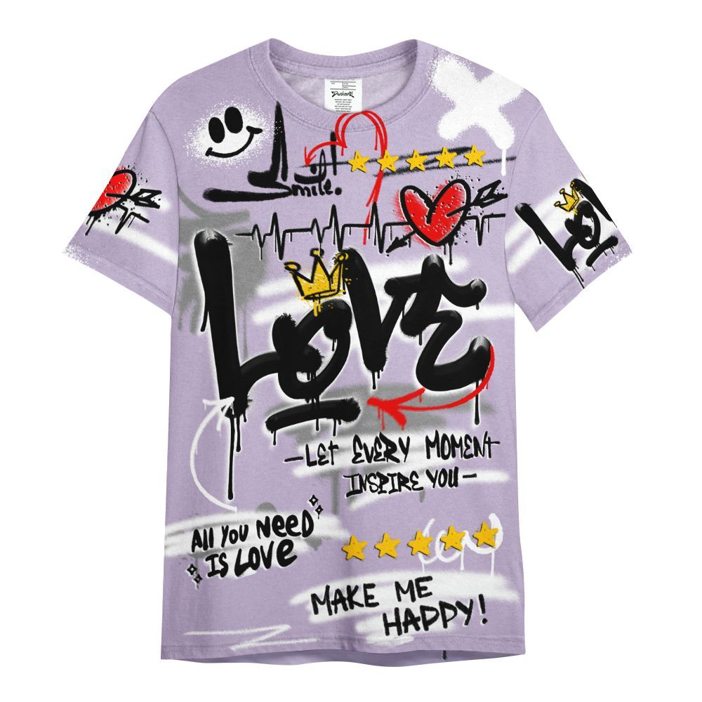 Shirt To Match Low Pure Violet 11s - Happy Love Beats Graffiti Streetwear All Over Print