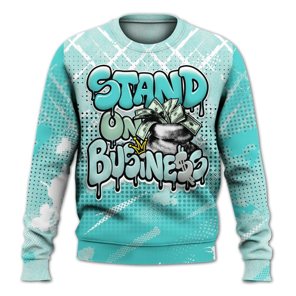 Sweatshirt To Match Low OG Washed Teal 1s - Halftone Stand Business Dripping All Over Print