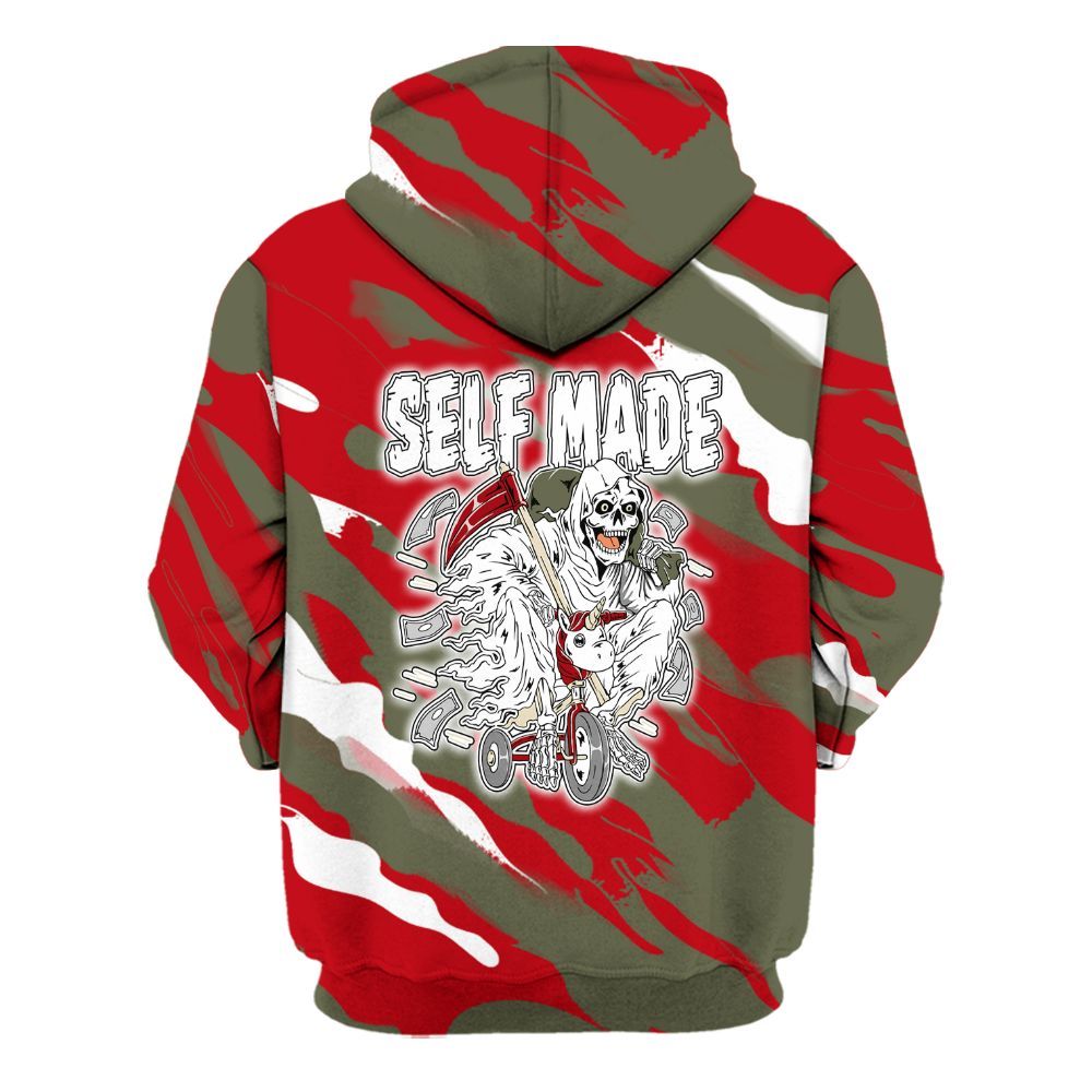 Hoodie To Match Travis Scott Low OG Medium Olive 1s - Self Make Skeleton Colored All Over Print