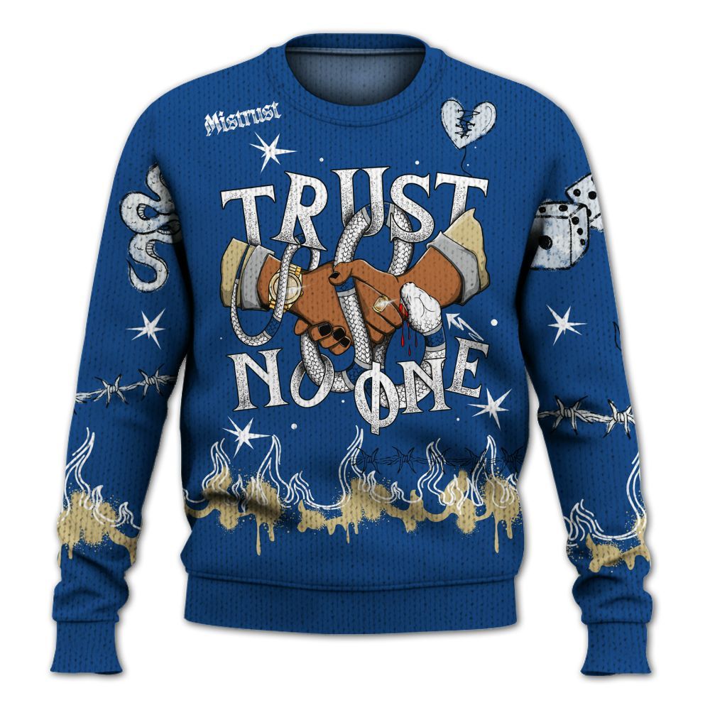 Knitted Sweater To Match Air Ship Royal Blue - Trust No One Snake-Bite Doodle Crayon