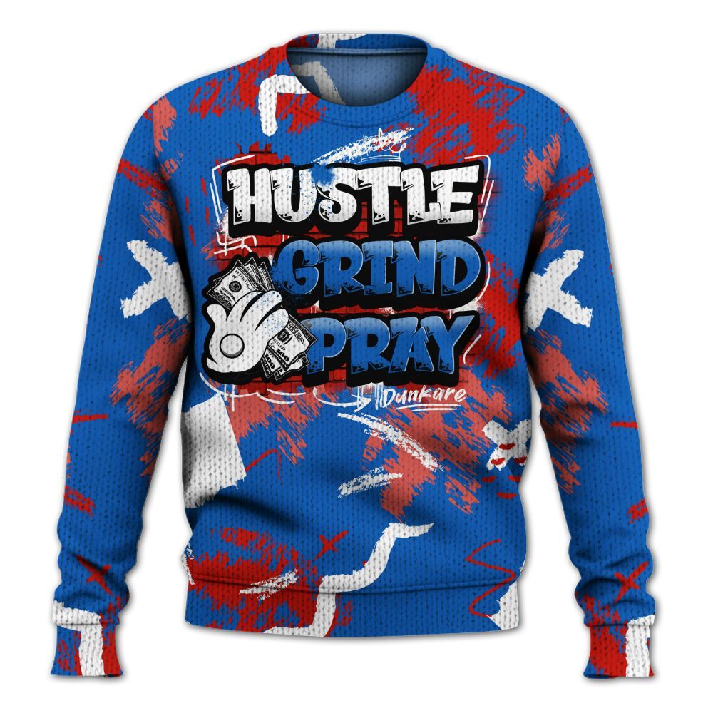 Knitted Sweater To Match Kobe 6 Game Royal - Hustle Grind Pray Retro