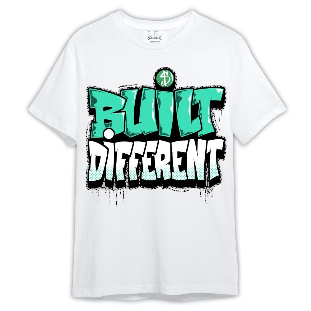 Shirt To Match Black Green Glow 3s - Graphic Built Different Shirt Green Glow 3s Outfit
