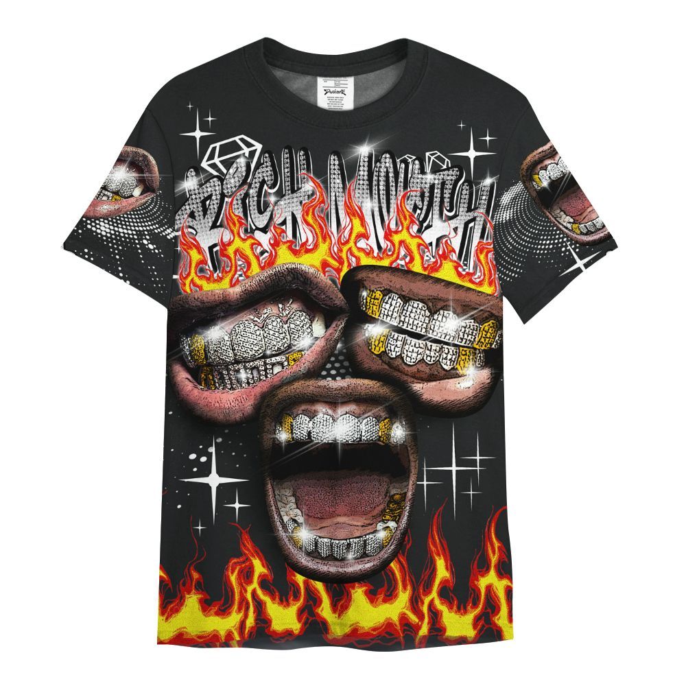Shirt To Match Low 85 Metallic Black 1s - Rich Mouth Fire Rap Retro 90s All Over Print