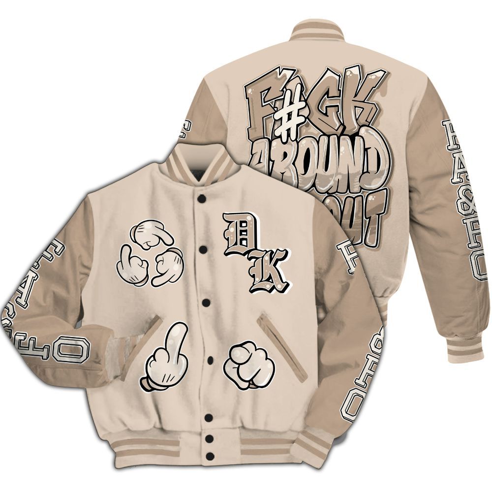 Varsity Jacket To Match Untouchable And Moments Cream - F Around Find Out Graphic All Over Print