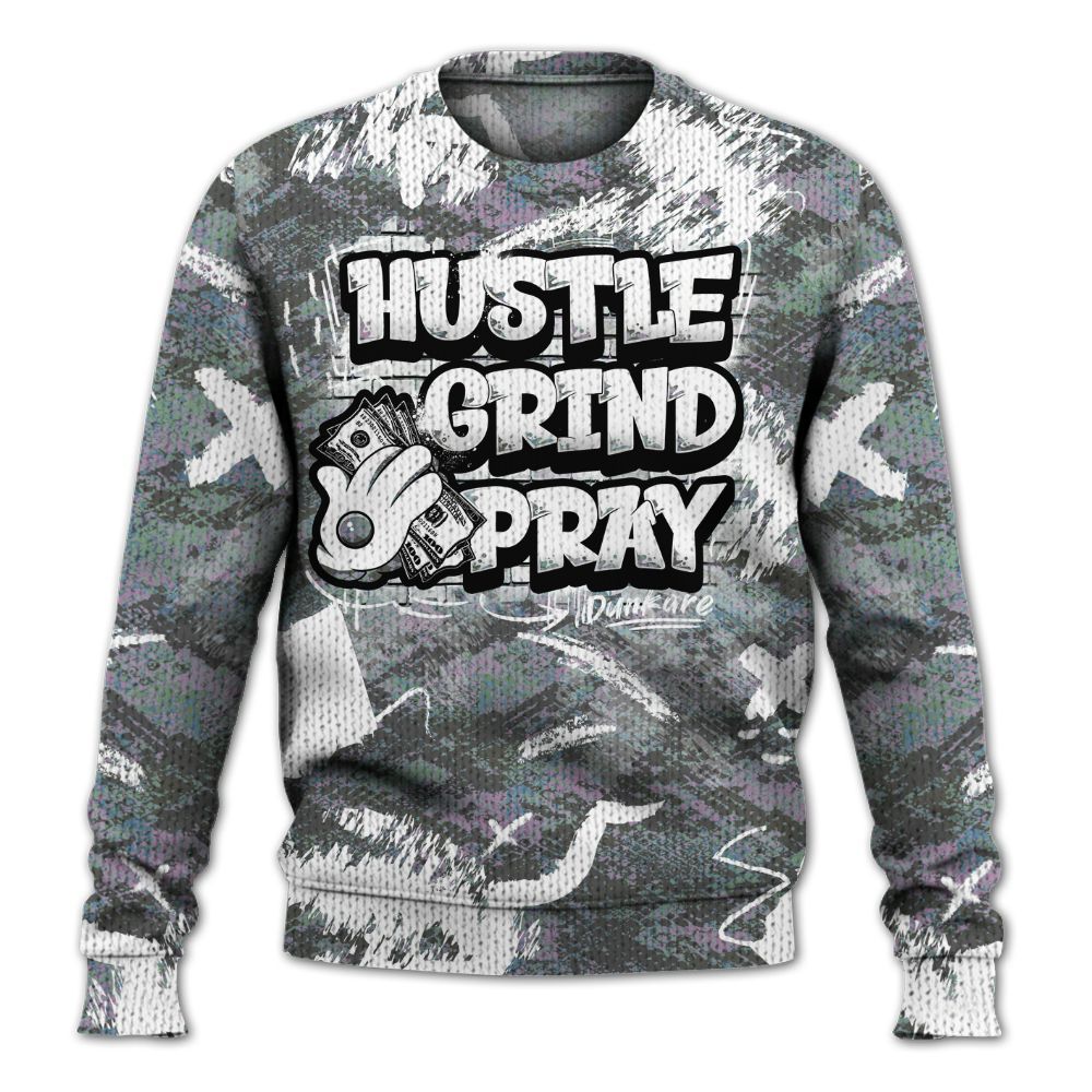 Knitted Sweater To Match Low CNY Year Of The Snake 11s - Hustle Grind Pray Retro