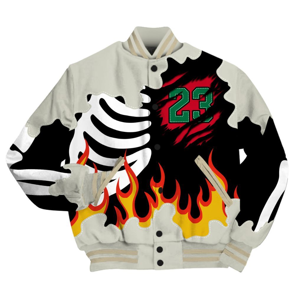 Varsity Jacket To Match El Grito 5s - Burning Skeleton 23 G.O.A.T All Over Print