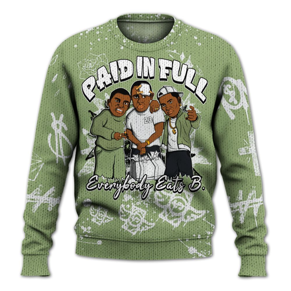 Knitted Sweater To Match Oil Green 4s - Everybody Paid In Full Crayon