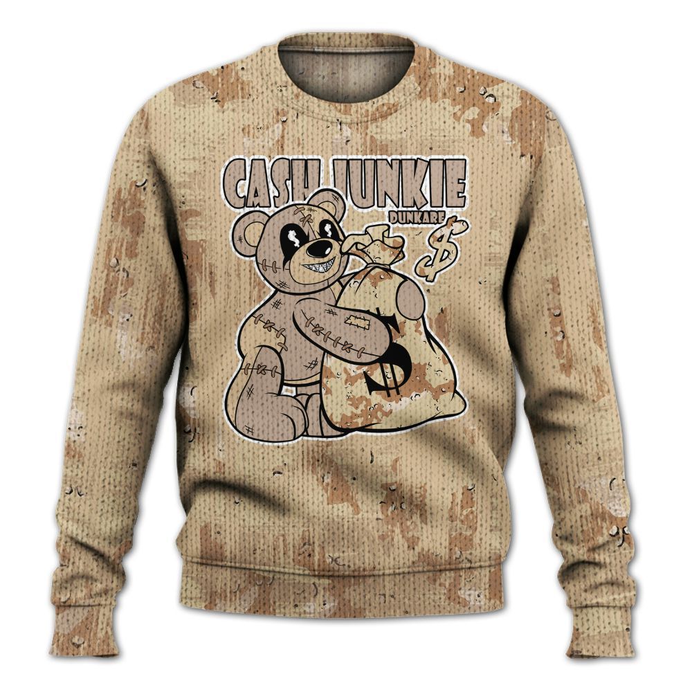 Knitted Sweater To Match Desert Camo 3s - Cashs Junkie Bear Glitch Art