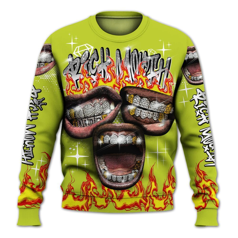 Sweatshirt To Match Bright Cactus 13s - Rich Mouth Fire Rap Retro 90s All Over Print