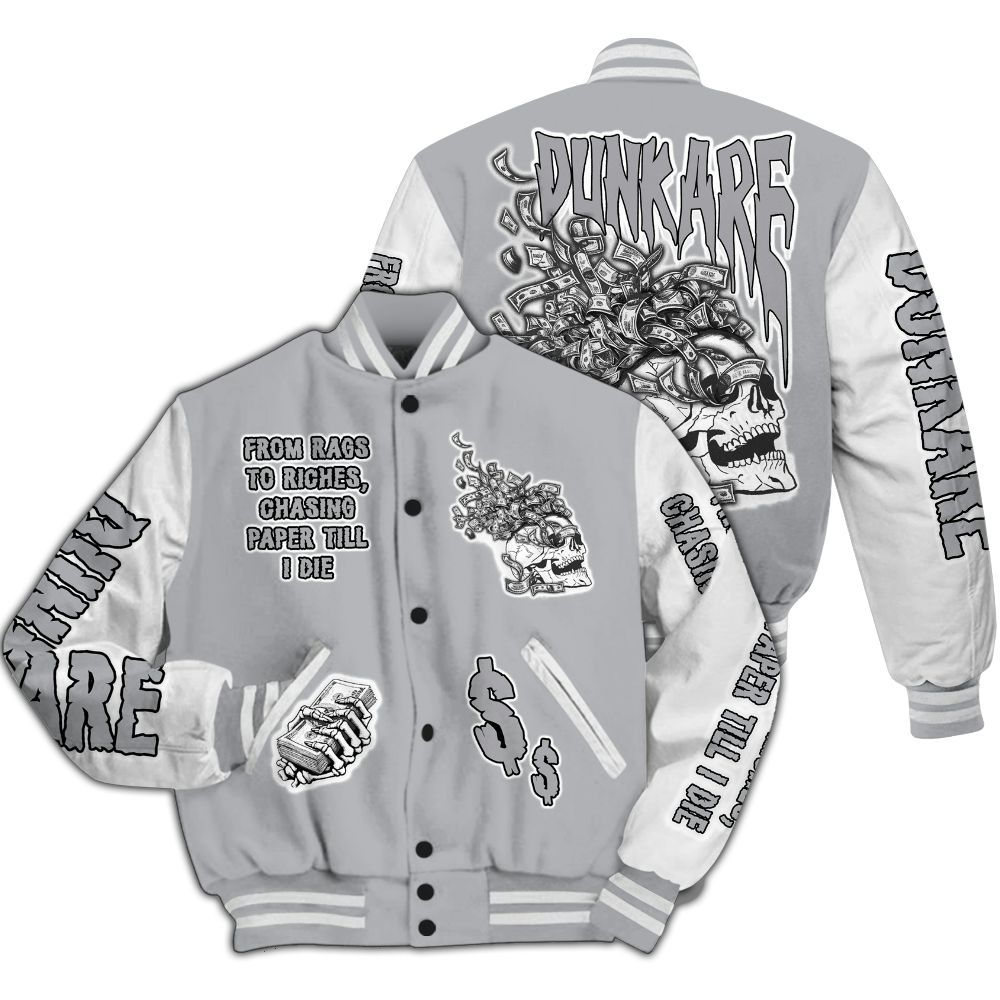 Varsity Jacket To Match Low OG Wolf Grey 1s - From Rags To Riches All Over Print