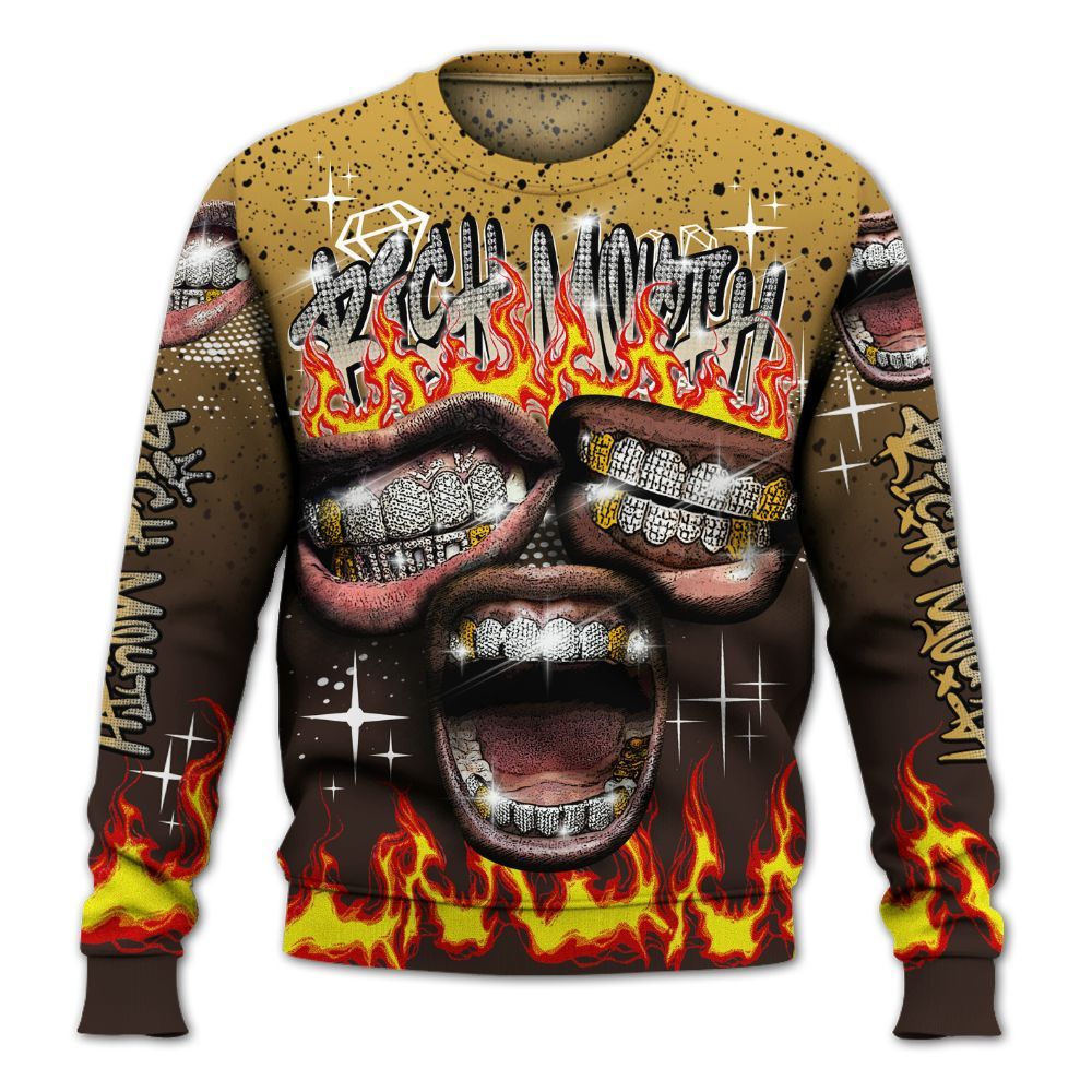 Sweatshirt To Match 2025 Retro Earth 5s - Rich Mouth Fire Rap Retro 90s All Over Print