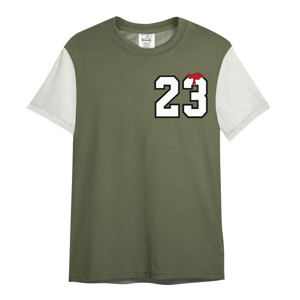 Shirt To Match Low OG Medium Olive 1s Varsity Jacket, Custom Name Number 23 Drip All Over Print