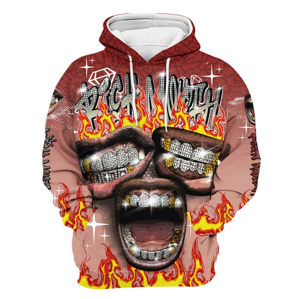 Hoodie To Match Valentines Day 3s - Rich Mouth Fire Rap Retro 90s All Over Print