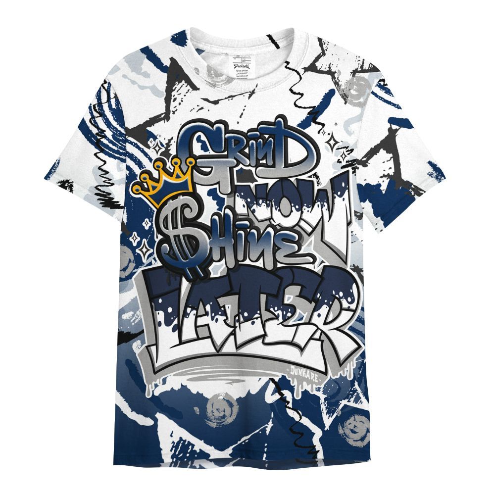 Shirt To Match SB White Navy 4s - Grind Shine Later Drip All Over Print