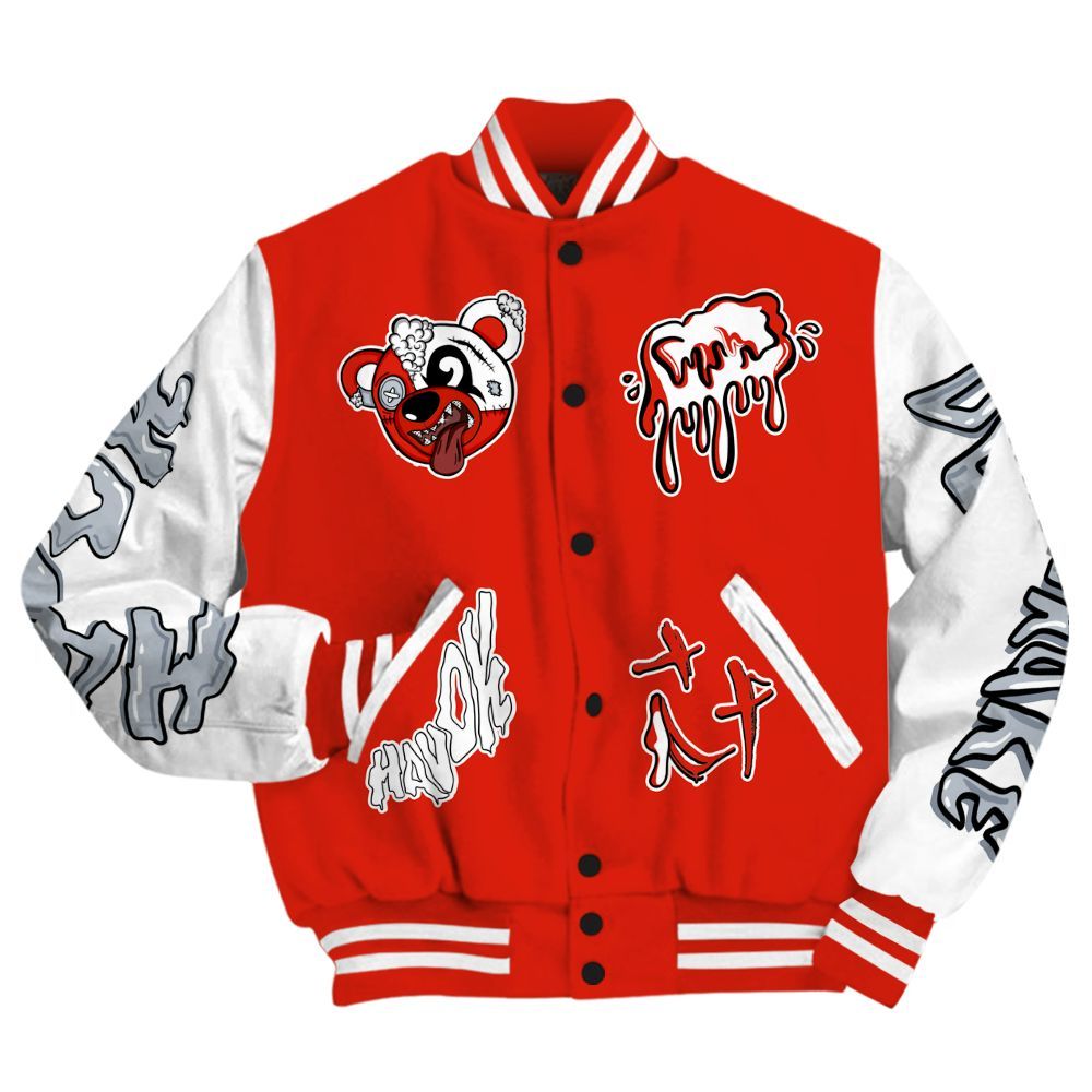 Varsity Jacket To Match Retro Cherry 11s - Havok Bear All Over Print