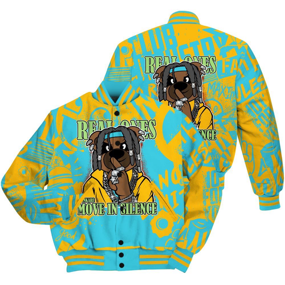 Varsity Jacket To Match SB Dunk Di'Orr Greenwood Shirt - Silent Achievers Bear Monogram Graffiti All Over Print