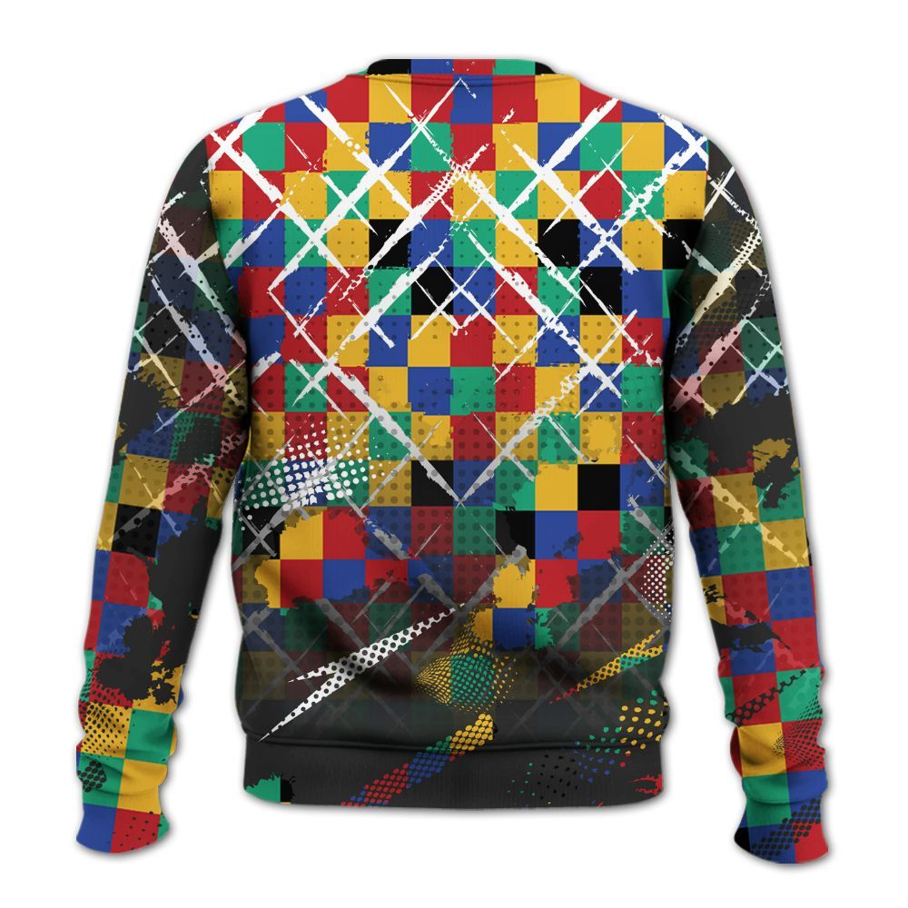 Sweatshirt To Match Air Rainbow Weave - Halftone Stand Business Dripping All Over Print