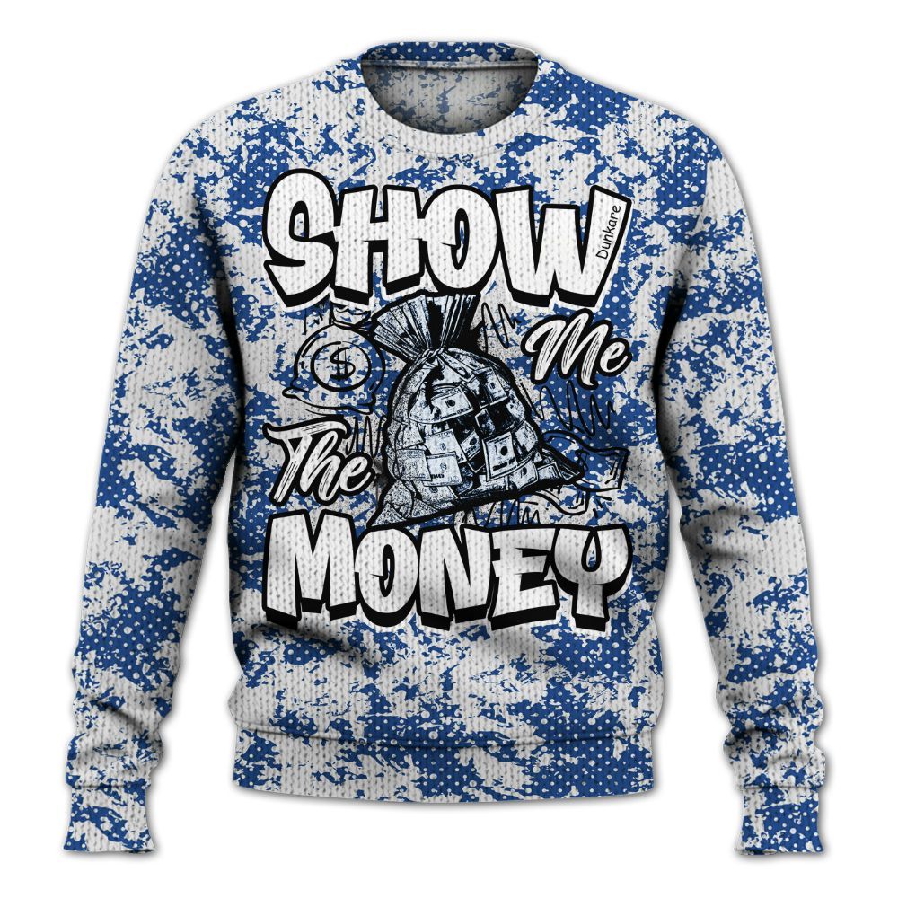 Knitted Sweater To Match High OG True Blue 1s - Show Me The Money Retro