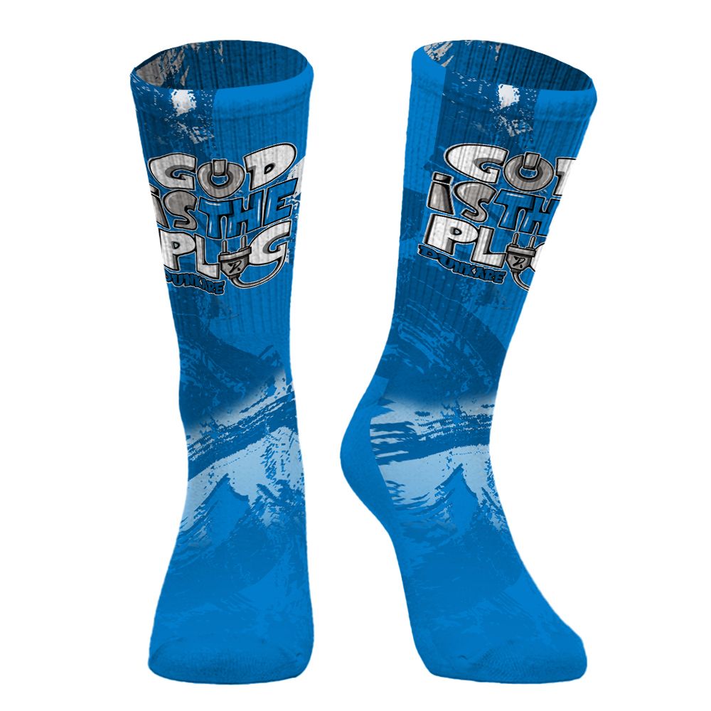 Sock To Match Military Blue 4s - God Is The Power Cord Circle Splash