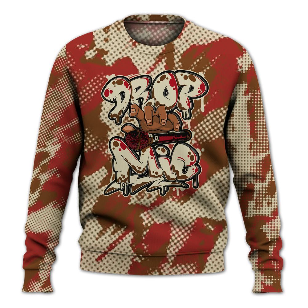 Sweatshirt To Match Archaeo Brown 5s - Drop Mic Abstract All Over Print