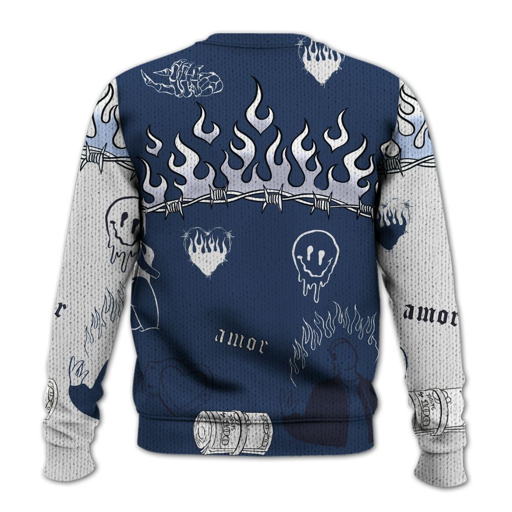 Knitted Sweater To Match Low 85 Metallic Blue 1s - Snake Trust No One