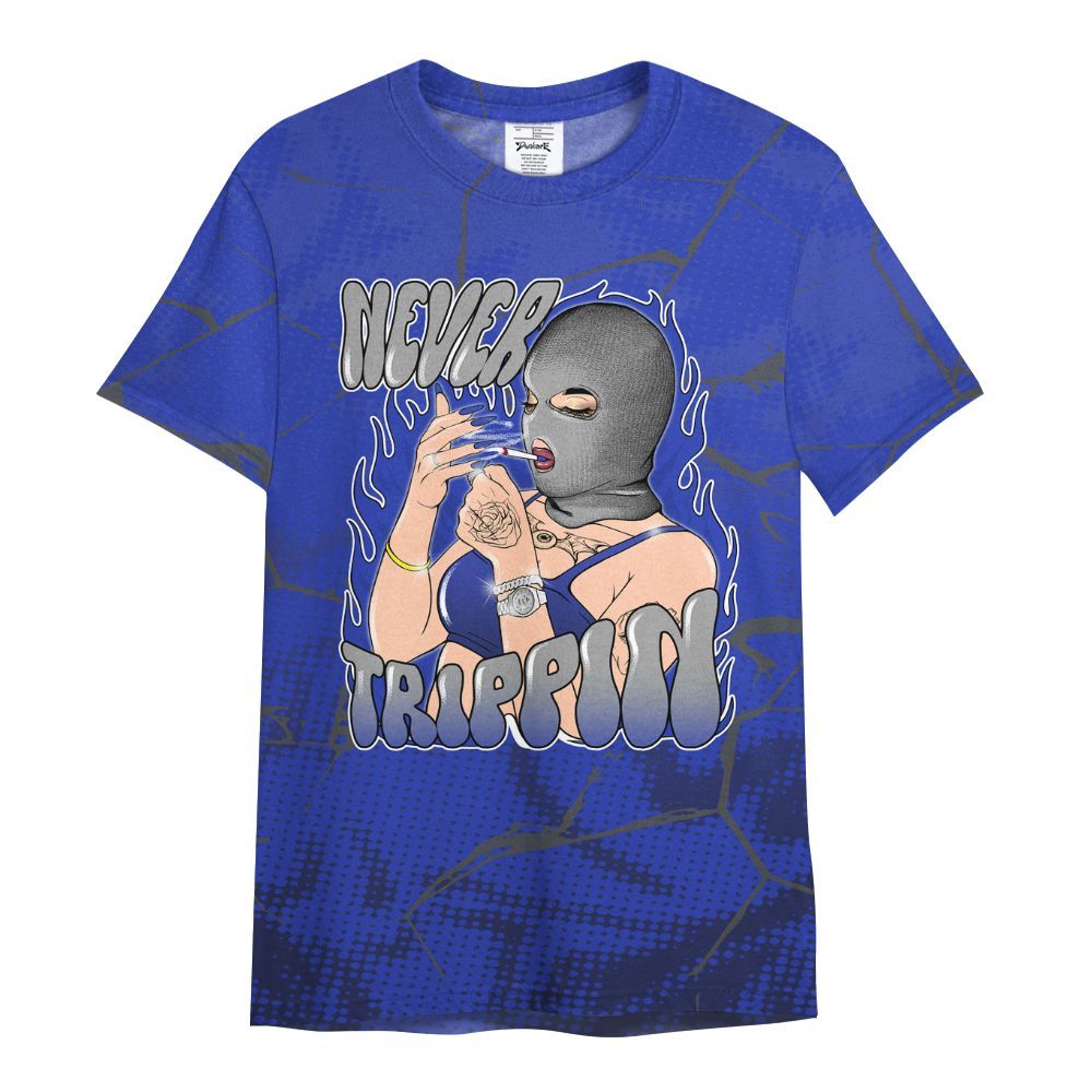 Shirt To Match Air Max Plus Black Racer Blue - Ne'er Trippin' Unique Crack All Over Print