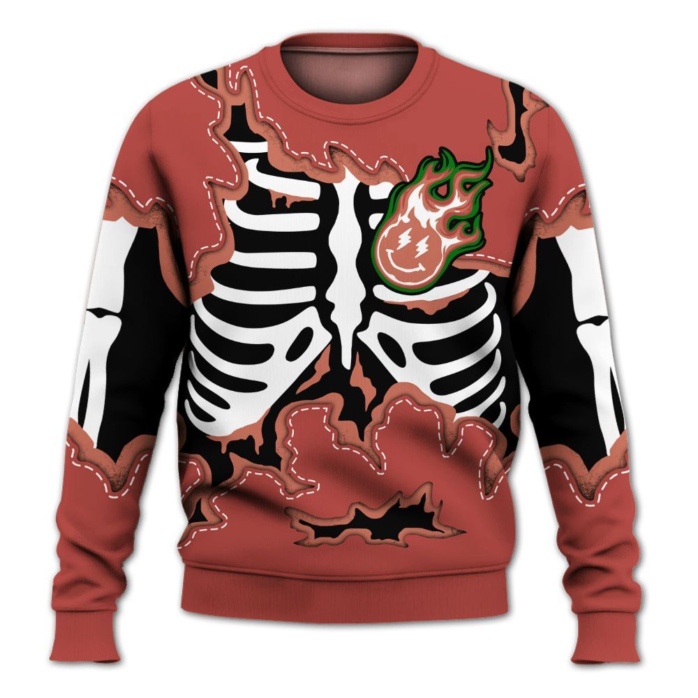 Sweatshirt To Match Dune Red 13s - Skeleton Smiley Face All Over Print