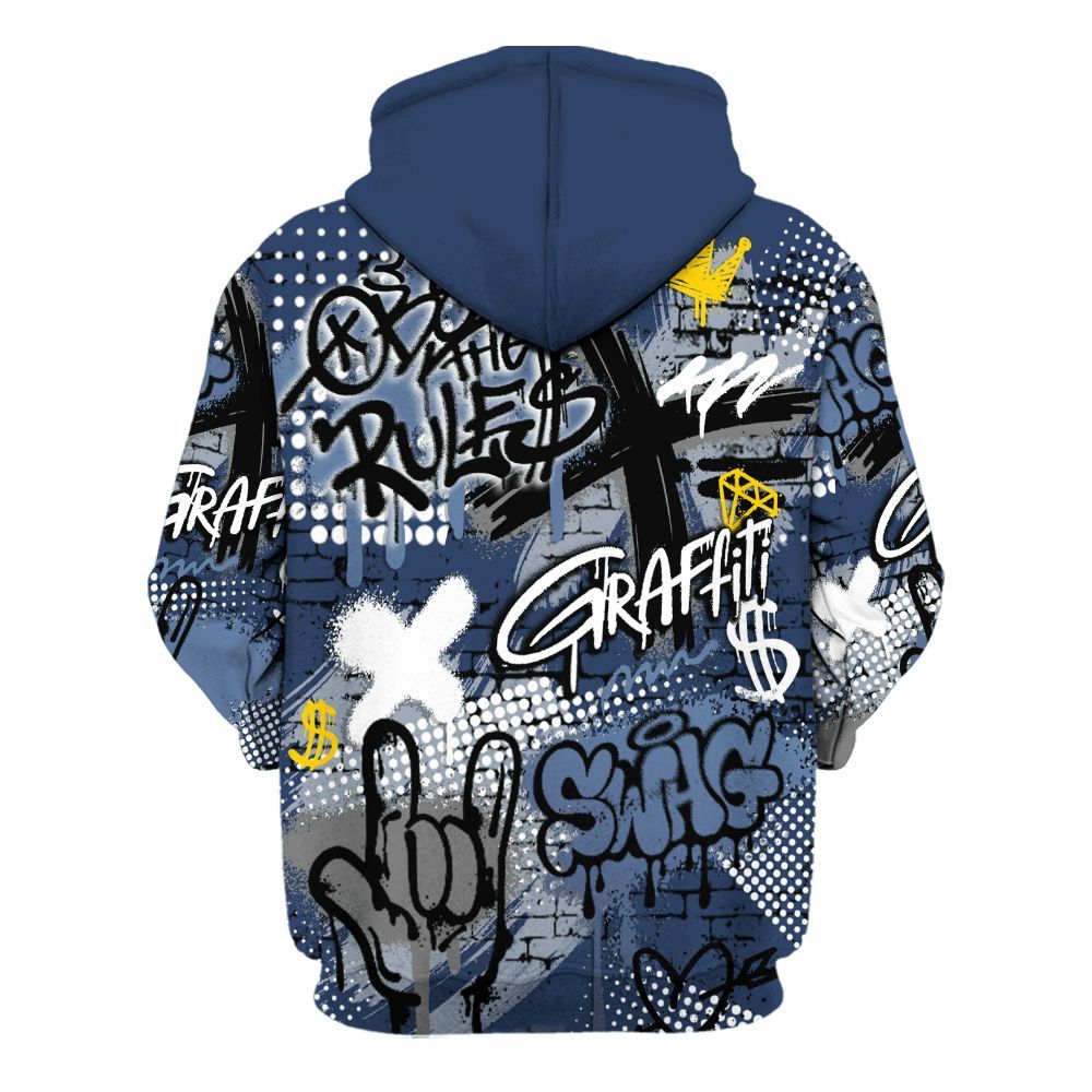 Hoodie To Match Low 85 Metallic Blue 1s - True It Real Graffiti Streetwear All Over Print