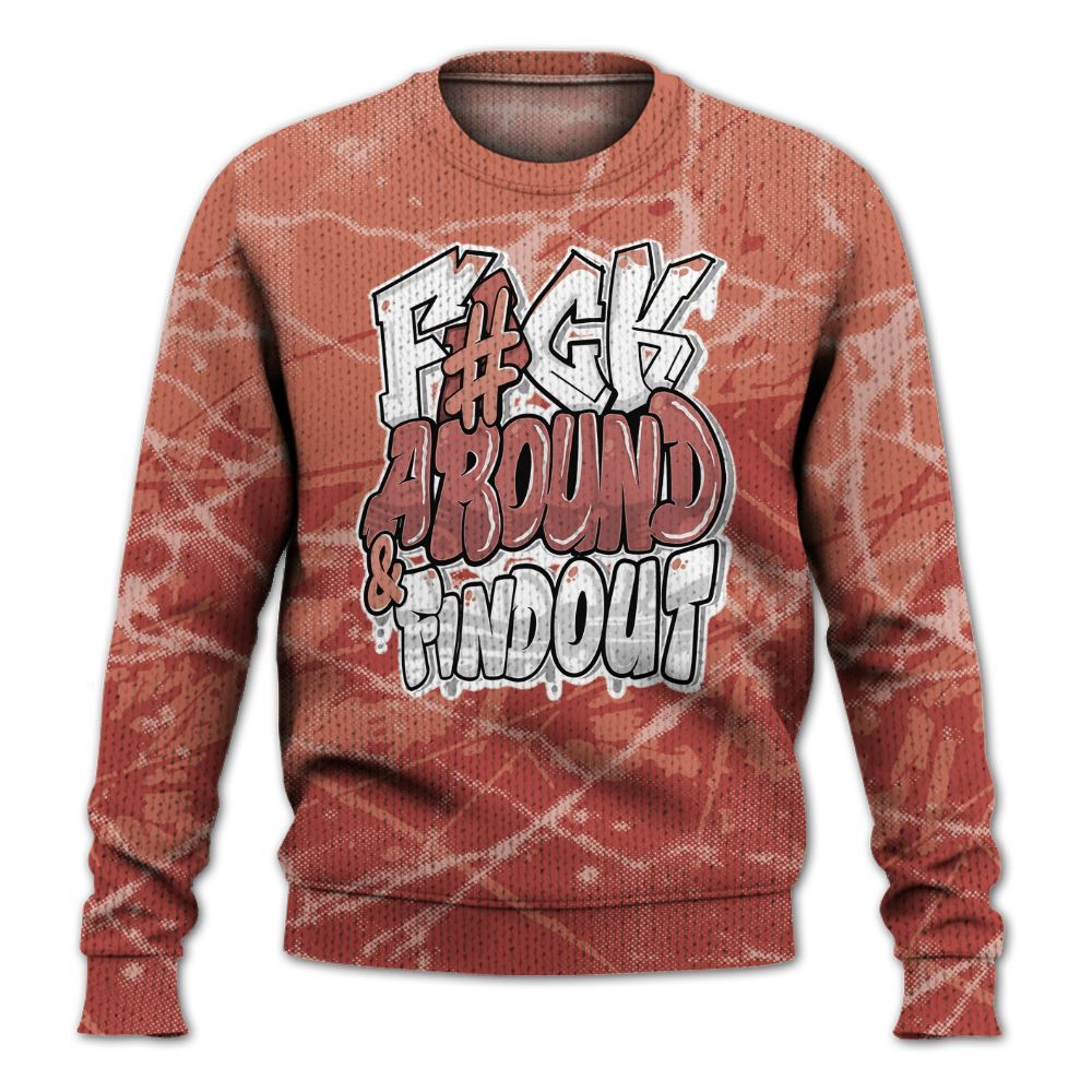 Knitted Sweater To Match Dune Red 13s - F Around Find Out Graphic Profound