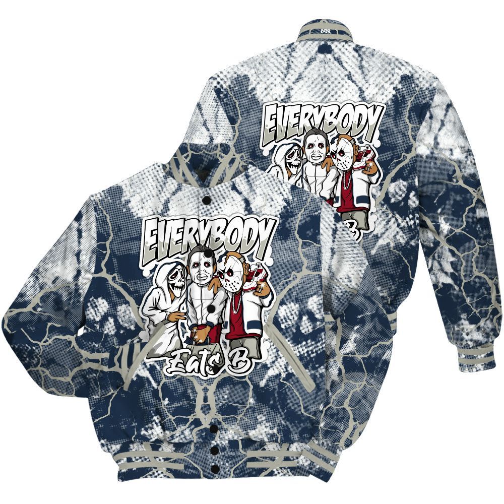 Varsity Jacket To Match White Midnight Navy 6s Shirt - Everybody Eatin B Graphic Halloween All Over Print