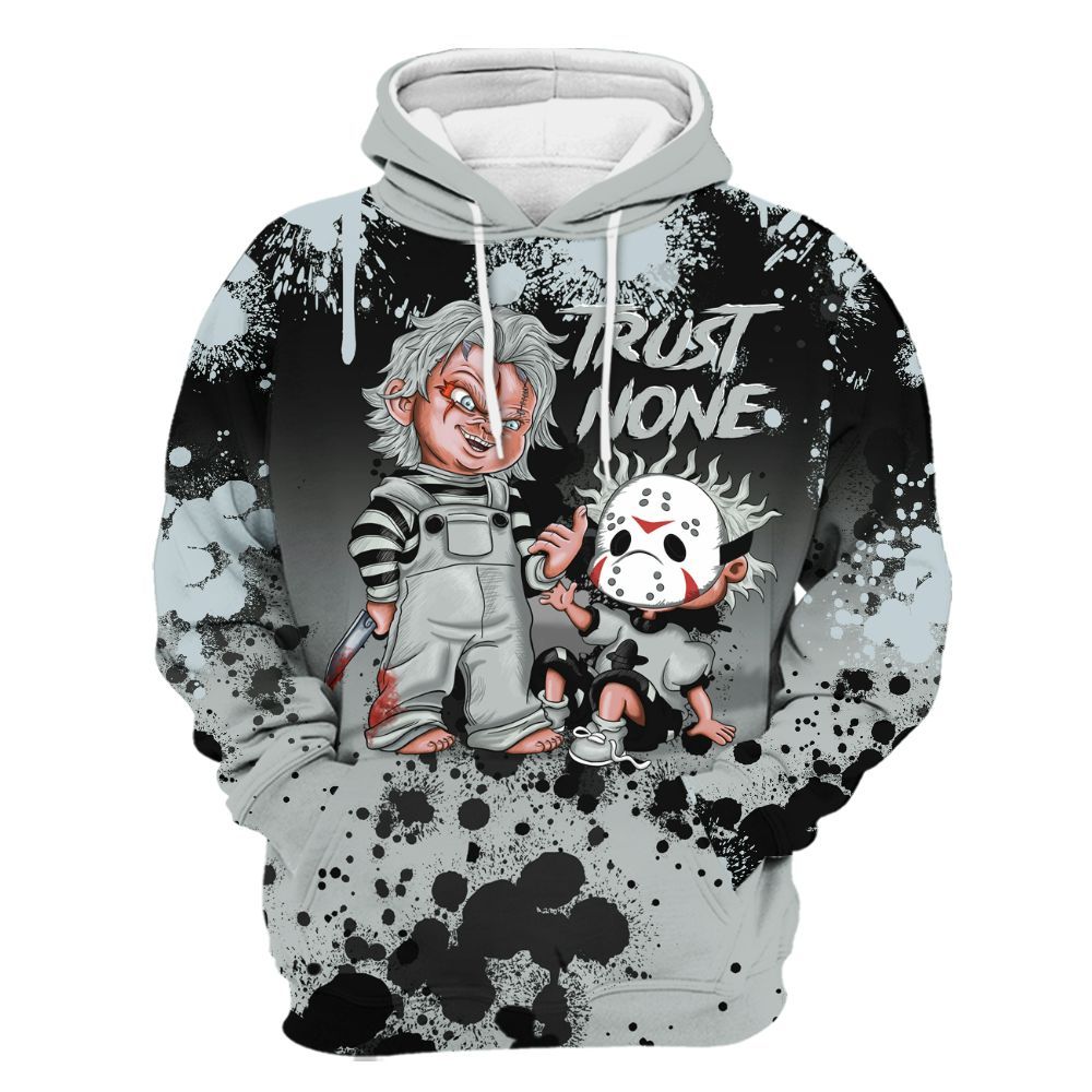 Hoodie To Match Black Wolf Grey 12s - Trust No One Scary All Over Print