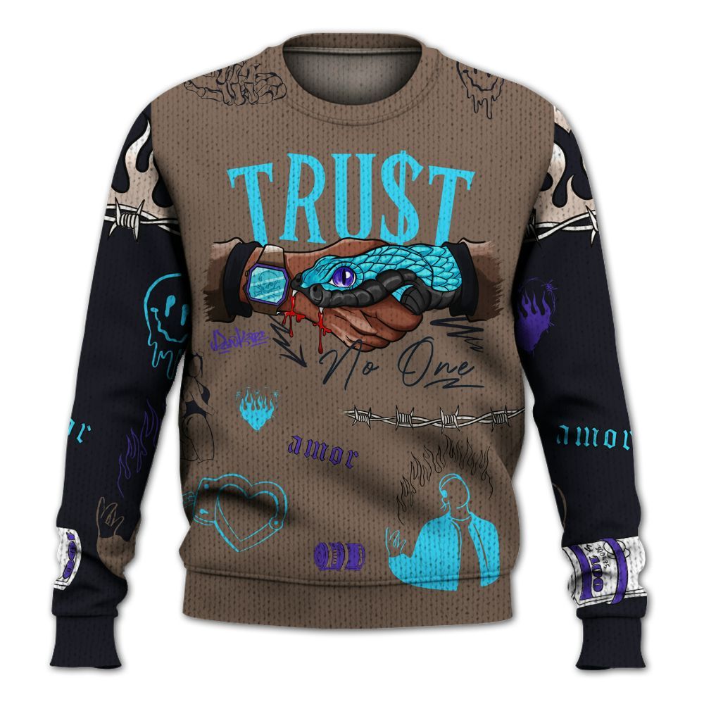 Knitted Sweater To Match Olive Concord 9s - Snake Trust No One