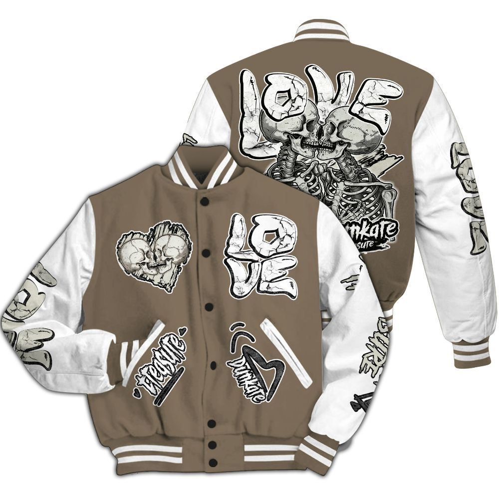 Varsity Jacket To Match Low OG Dark Mocha 1s - Skull Bear All Over Print