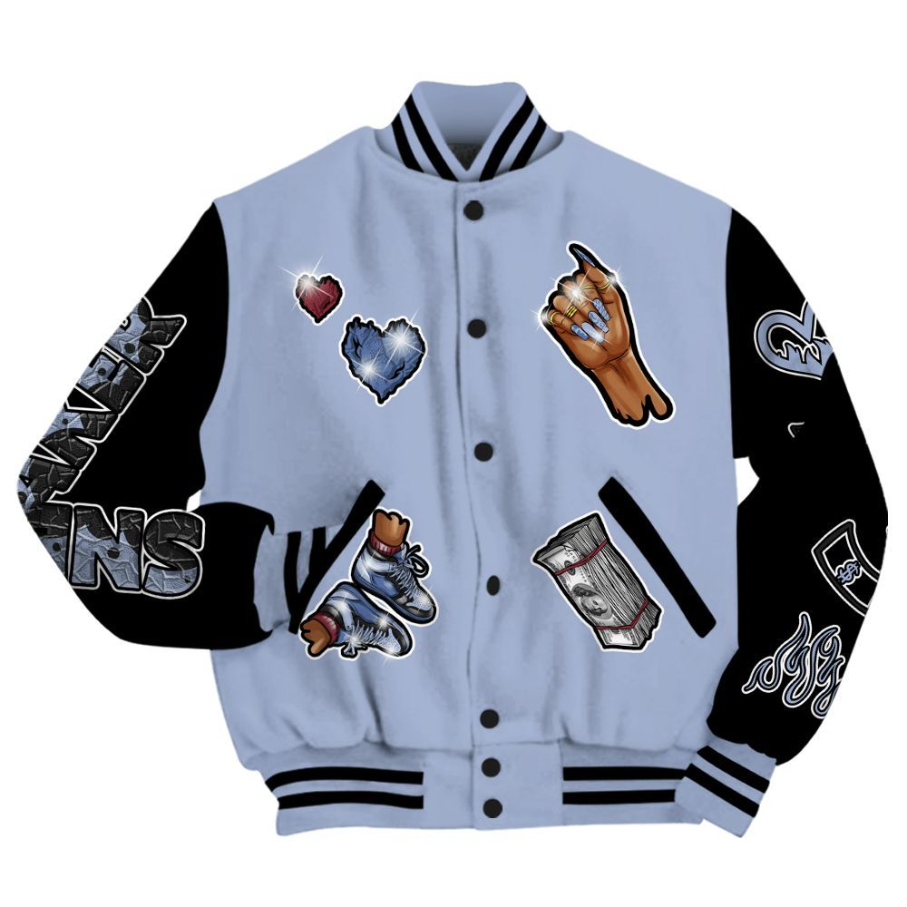 Varsity Jacket To Match Black Metallic 5s - Sneakerz Girlz All Over Print