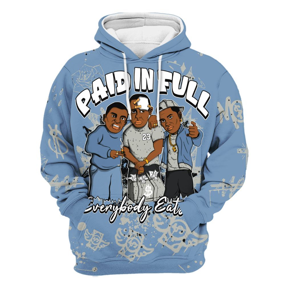 Hoodie To Match University Blue 4s - Everybody Paid In Full Crayon All Over Print