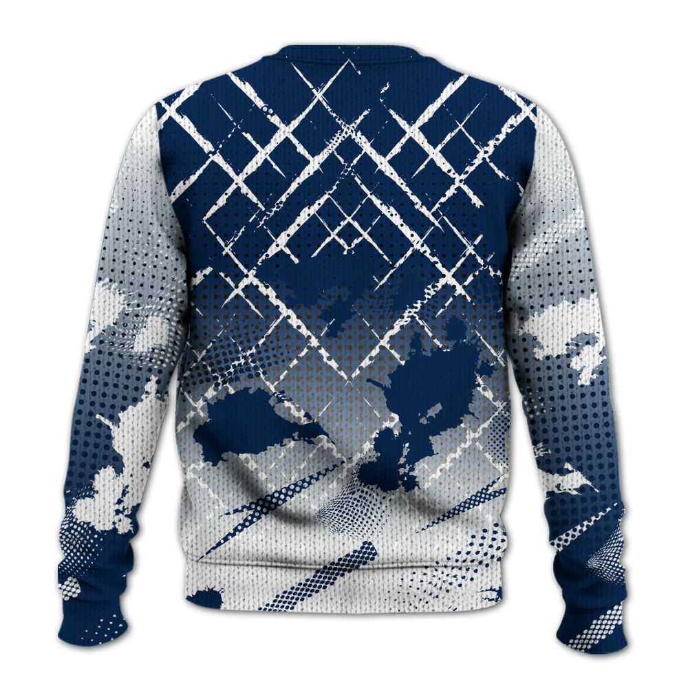 Knitted Sweater To Match SB White Navy 4s - Halftone Stand Business Dripping